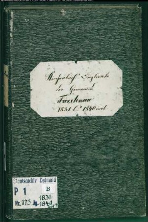 Kirchenbuchduplikat der katholischen Gemeinde Fürstenau, Kreis Höxter (GHT 1831-1840) (Gemeinde: Katholische Gemeinde Fürstenau)