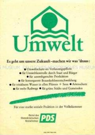 Flugblatt der PDS zur Umweltpolitik