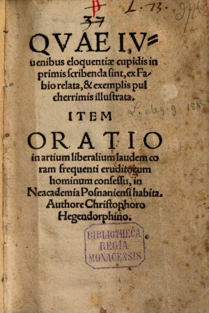 Quae iuvenibus eloquentiae cupidis inprimis scribenda sint