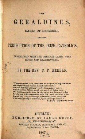 The Geraldines, earls of Desmond and the persecution of the Irish catholics