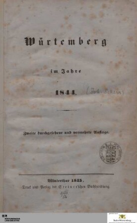 Würtemberg im Jahre 1844