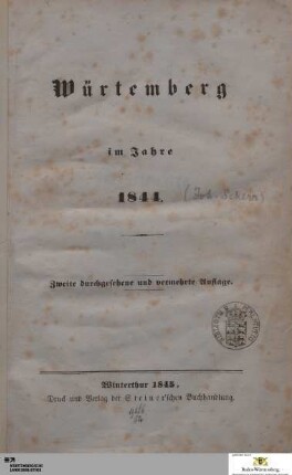Würtemberg im Jahre 1844