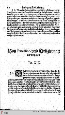 Tit. XIX. Von Execution, und Vollziehung der Urtheilen.