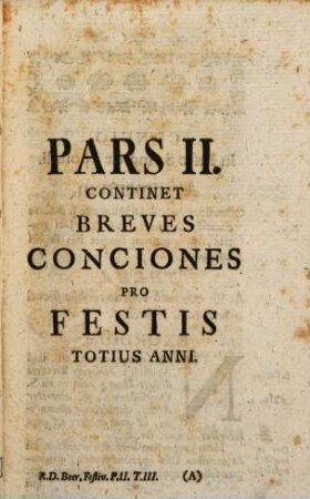 Concionator Extemporaneus In Dominicas Et Festa Per Annum, 3,2. Pro Festis Per Annum