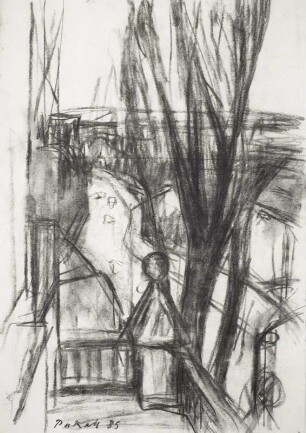 Straße mit Pappel