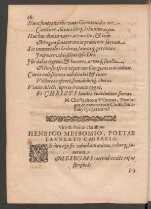 Viro & Poetae clarissimo Henrico Meibomio ...