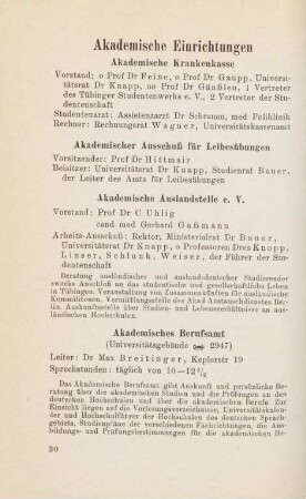 30-33, Akademische Einrichtungen