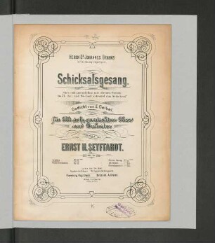 Schicksalsgesang für Alt solo, gemischten Chor und Orchester : op. 13