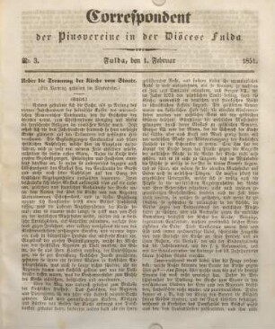 Nr. 3. Fulda, den 1. Februar 1851.