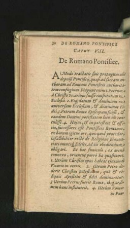 Caput VIII. De Romano Pontifice.