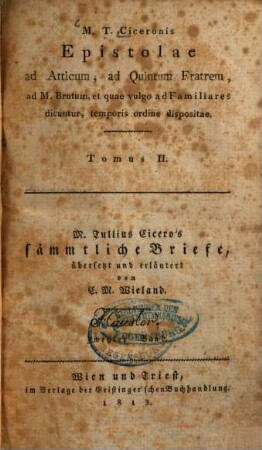Epistolae ad Atticum, ad Quintum fratrem, ad M. Brutum et quae vulgo ad familiares dicuntur, 2