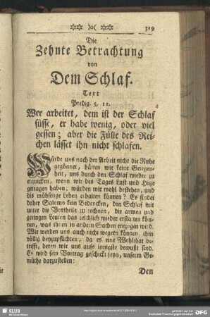 Die Zehnte Betrachtung von Dem Schlaf