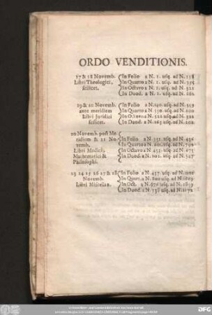 Ordo Venditionis.