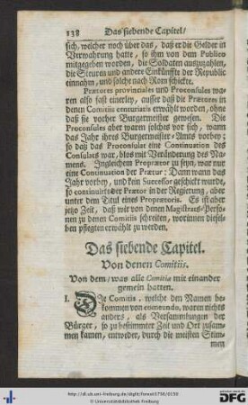 Das siebende Capitel. Von denen Comitiis, was dieselbe mit einander gemein hatten.
