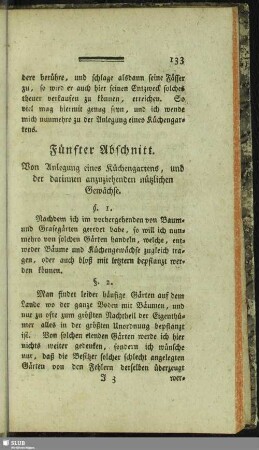Fünfter Abschnitt. Von Anlegung eines Küchengartens, und der darinnen anzuziehenden nützlichen Gewächse