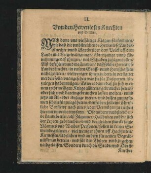 II. Von den Herrenlosen Knechten und Bettlern.