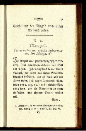 Eintheilung des Mergels nach seinen Bestandtheilen.