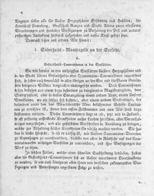 I. Sicherheits-Maasregeln an der Seeseite.