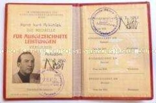 Ausweis zur Medaille für ausgezeichnete Leistungen