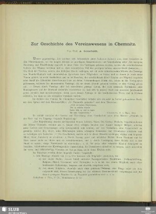 Zur Geschichte des Vereinswesens in Chemnitz
