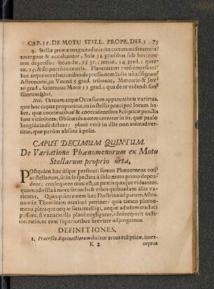 CAPUT DECIMUM QUINTUM. De Variatione Phaenomenorum ex Motu Stellarum proprio orta.