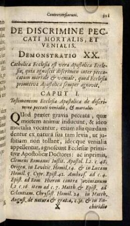 321-334, De Discrimine Peccati Mortalis, Et Venialis. Cap. I. - IV.