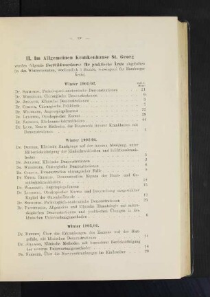 II. Im Allgemeinen Krankenhause St. Georg