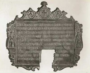 Gedenkplatte für Hieronymus Berckmann : Gedenkplatte für Hieronymus Berckmann. Bronze (wohl nach 1586). Bautzen: Stadtmuseum