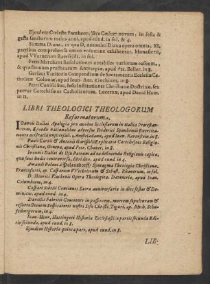 Libri Theologici Theologorum Reformatorum.