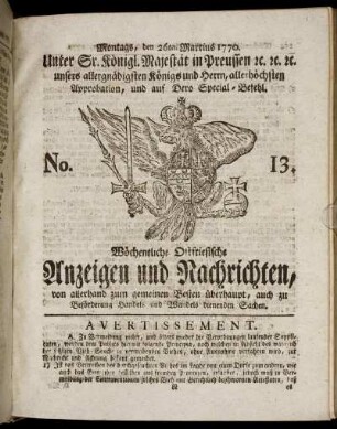 No. 13. Montags, den 26ten Martius 1770.