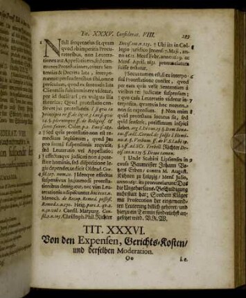 Tit. XXXVI. Von den Expensen, Gerichts-Kosten/ und derselben Moderation. [...]