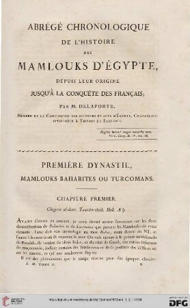Abrégé chronologique de l'histoir des Mamlouks d'Égypte [...]