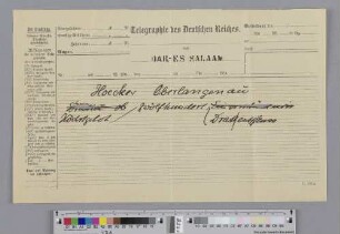 Telegramm an Franz Stuhlmann