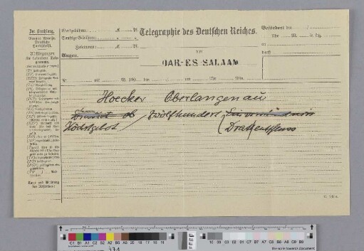 Telegramm an Franz Stuhlmann