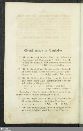 Gebührentaxe in Bausachen