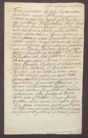 Procuratorium des Friedrich Ludwig von Mirbach für den Vikar Engelbert Hepp.