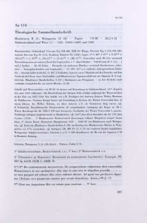 Aa 114. Theologische Sammelhandschrift