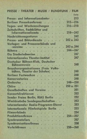 Presse / Theater / Musik / Rundfunk / Film