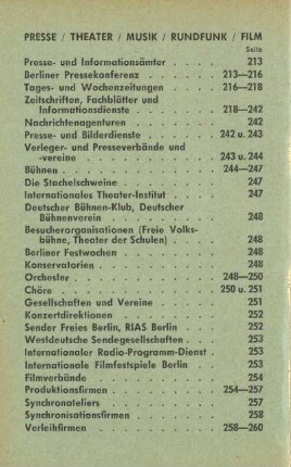 Presse / Theater / Musik / Rundfunk / Film