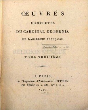Oeuvres Complètes Du Cardinal De Bernis, 3
