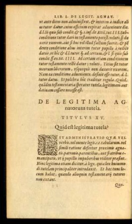De Legitima Agnatorum tutela. Titulus XV.