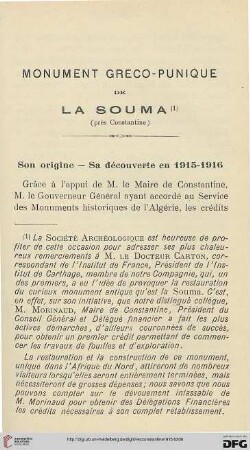 Sér. 5: Monument greco-punique de La Souma (près Constantine)
