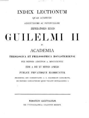 De Henrici Gandavensis quem vocant ontologismo, 1
