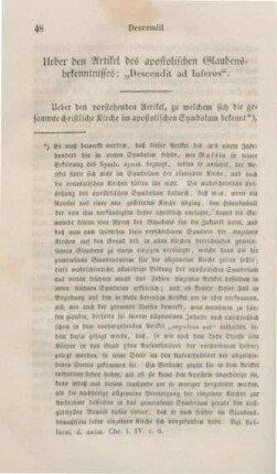 48-69 Ueber den Artikel des apostolischen Glaubensbekenntnisses: "Descendit ad Inferos"