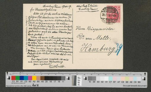 Postkarte an Werner von Melle