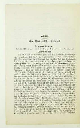 Anhang. Das Norddeutsche Flachland