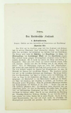 Anhang. Das Norddeutsche Flachland