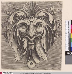 [Groteske Maske mit Eicheln; Grotesque mask with acorns]