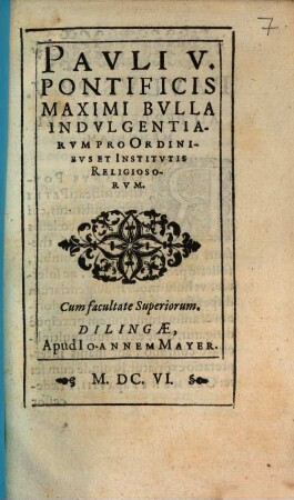 Bulla indulgentiarum pro ordinibus religiosorum