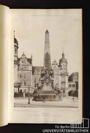 Tafel 14. Dresden. Koenigl. Residenz-Schloss und Wettin-Obelisk.